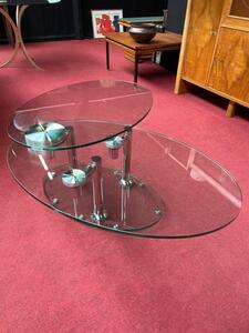 Table basse à évolution verre et chrome années 80 origine allemande 